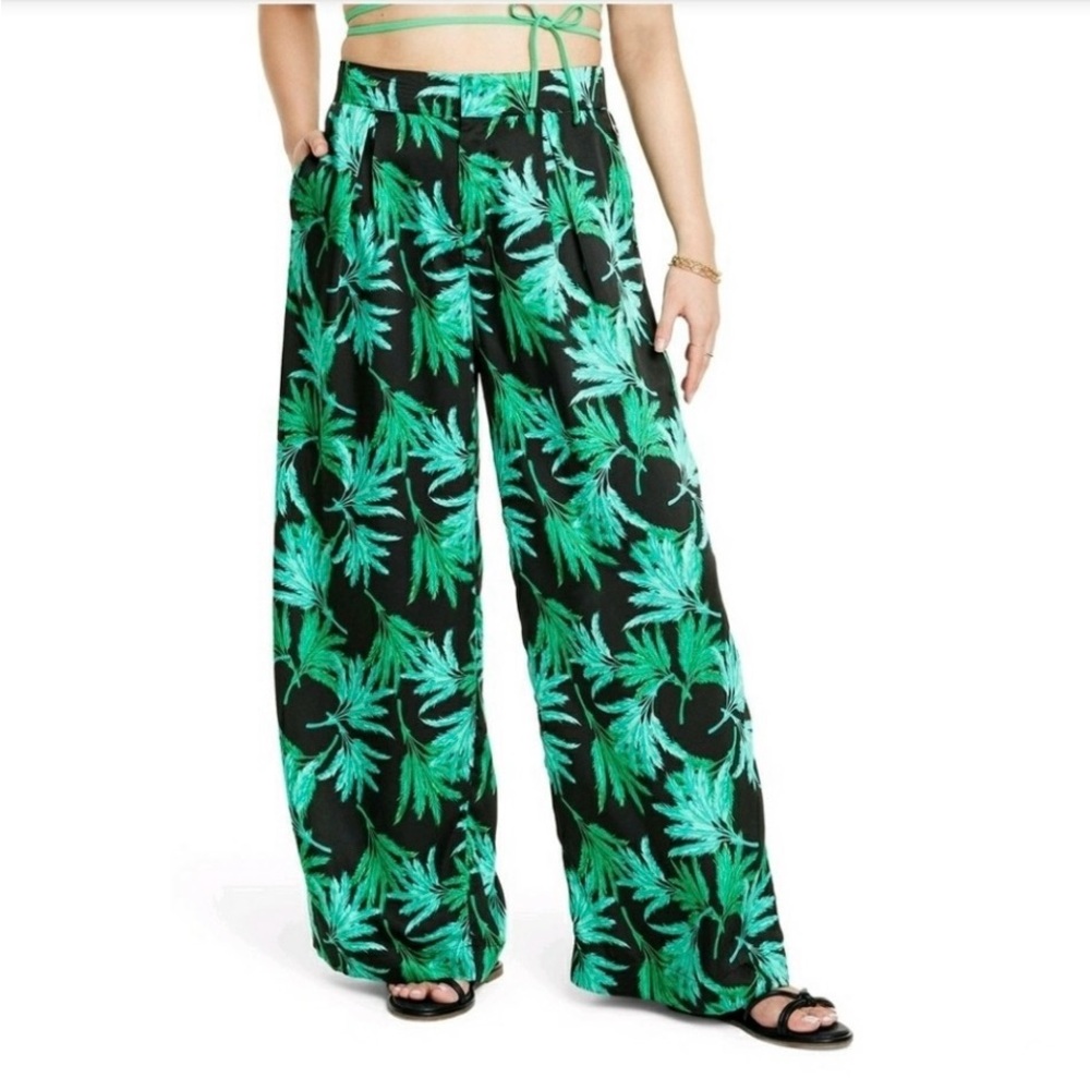 NWT Fe Noel x Target Women's Feathered Palm Print Wide-Leg Pants -S